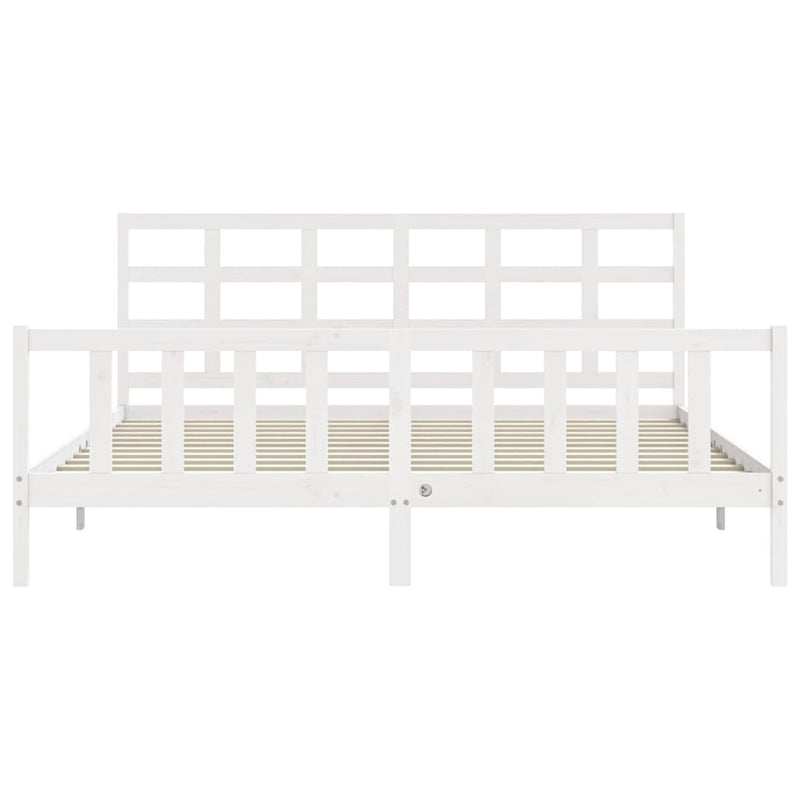 Bed Frame without Mattress White 200x200 cm Solid Wood Pine