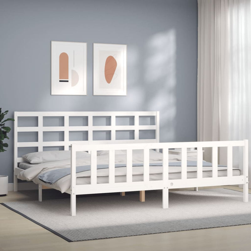 Bed Frame without Mattress White 200x200 cm Solid Wood Pine