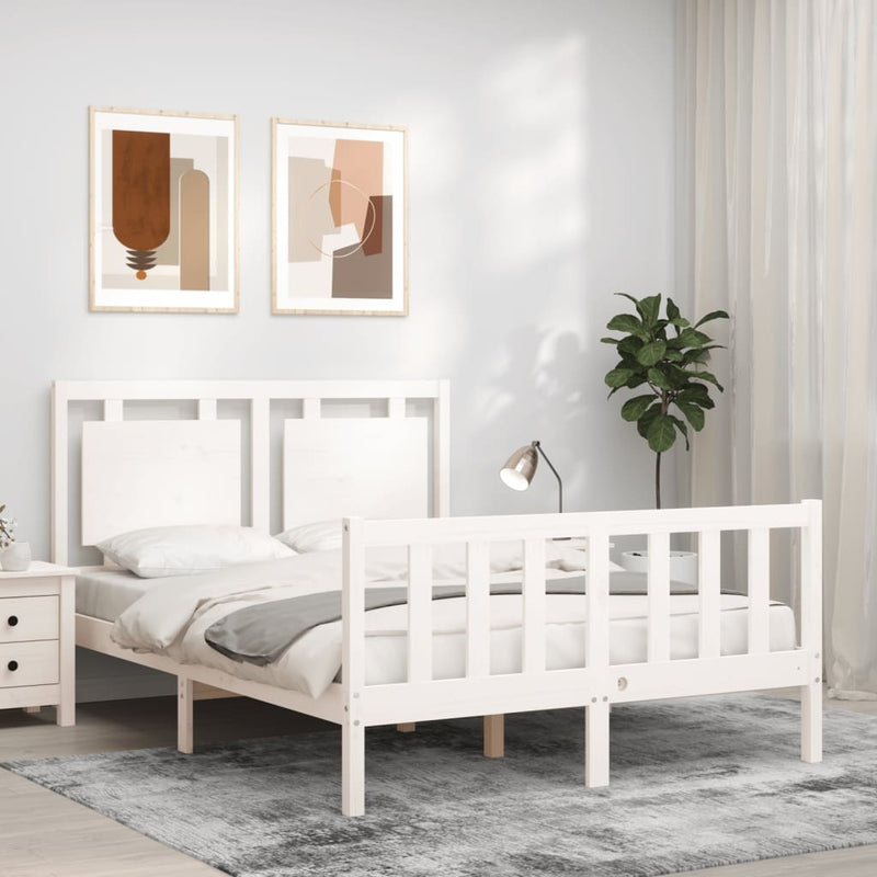 Bed Frame without Mattress White 120x200 cm Solid Wood Pine