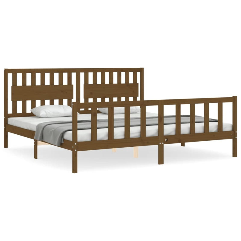 Bed Frame without Mattress Honey Brown 200x200 cm Solid Wood Pine