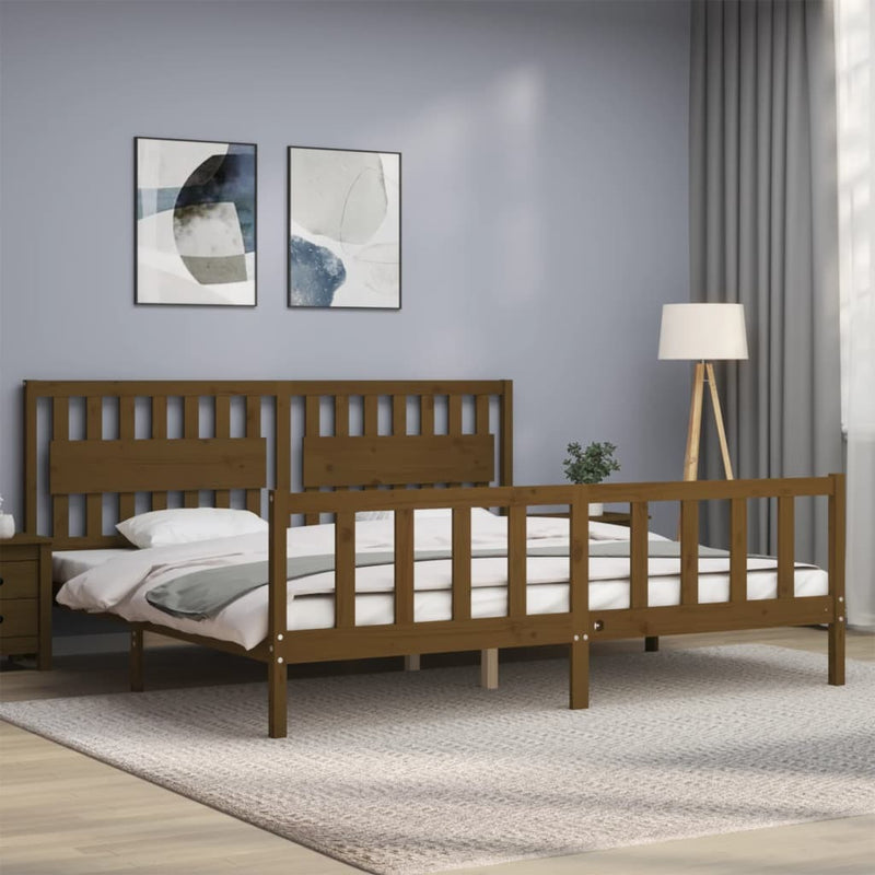 Bed Frame without Mattress Honey Brown 200x200 cm Solid Wood Pine