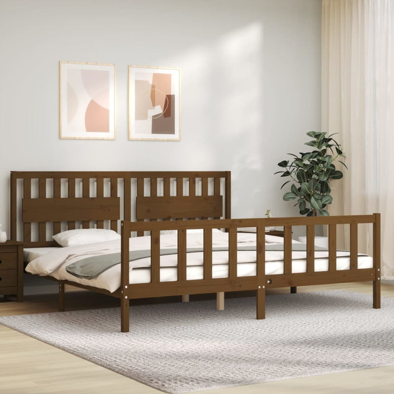 Bed Frame without Mattress Honey Brown 200x200 cm Solid Wood Pine