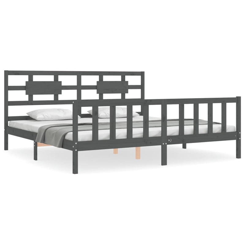 Bed Frame without Mattress Grey 200x200 cm Solid Wood Pine