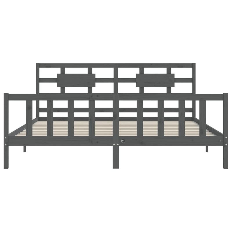 Bed Frame without Mattress Grey 200x200 cm Solid Wood Pine