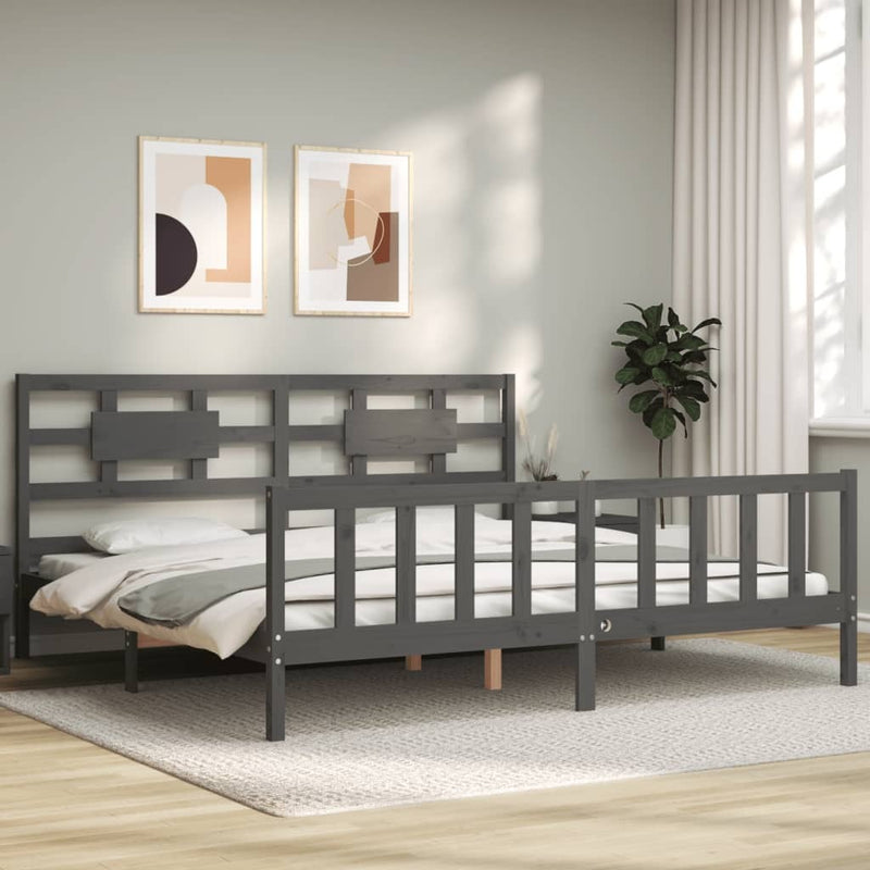 Bed Frame without Mattress Grey 200x200 cm Solid Wood Pine