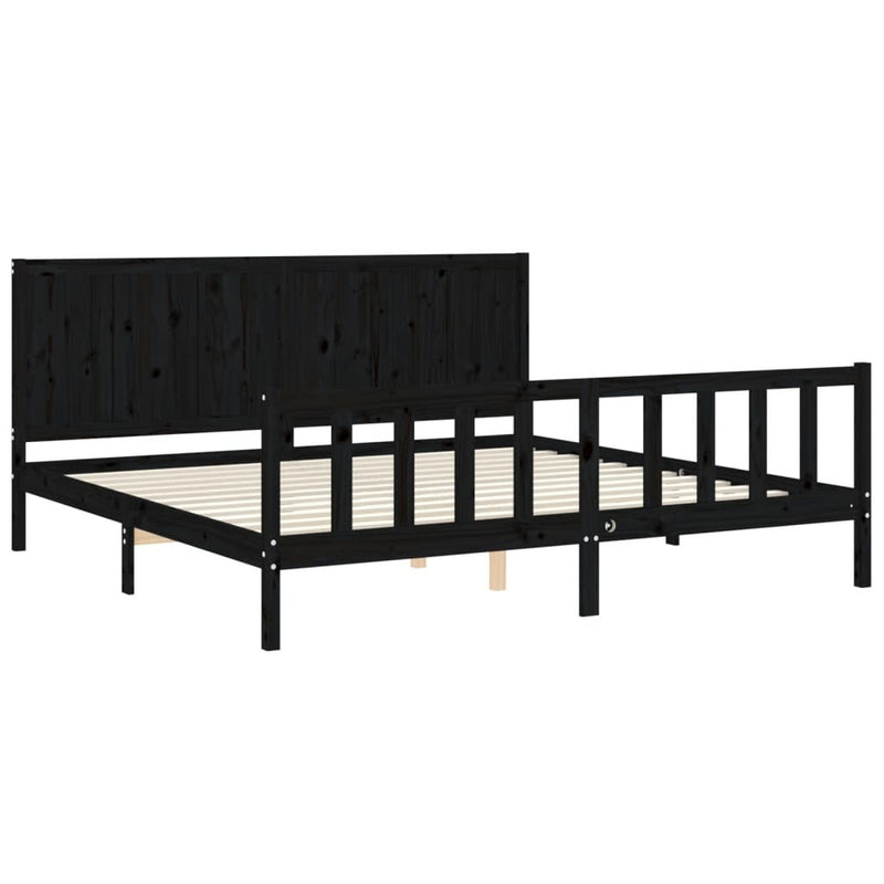 Bed Frame without Mattress Black 200x200 cm Solid Wood Pine