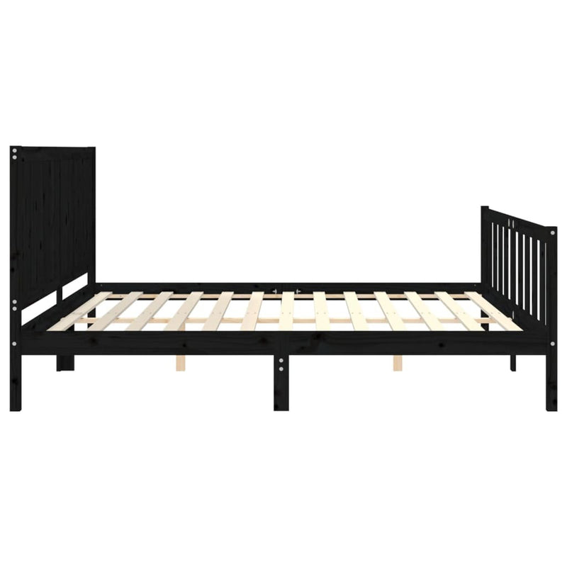 Bed Frame without Mattress Black 200x200 cm Solid Wood Pine