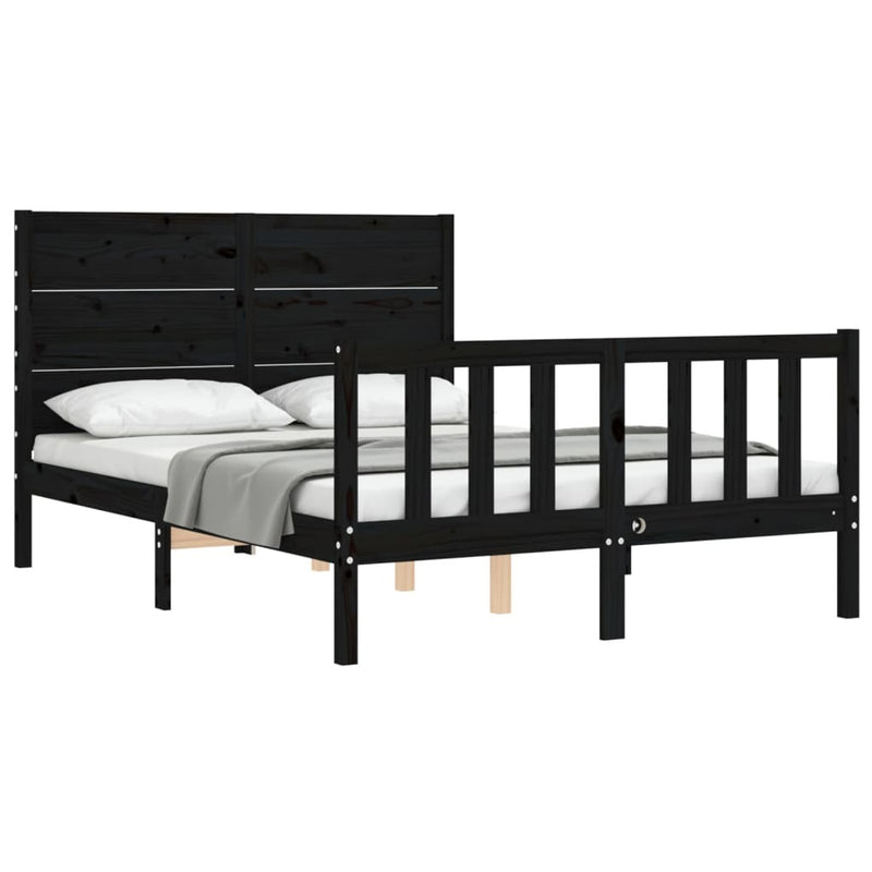 Bed Frame without Mattress Black 120x200 cm Solid Wood Pine