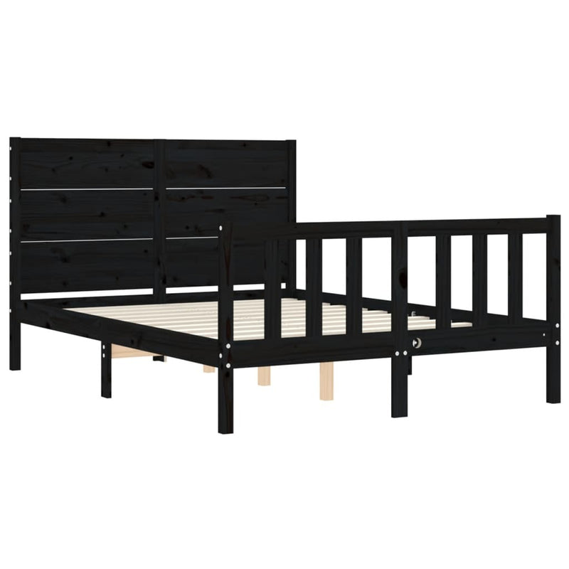 Bed Frame without Mattress Black 120x200 cm Solid Wood Pine