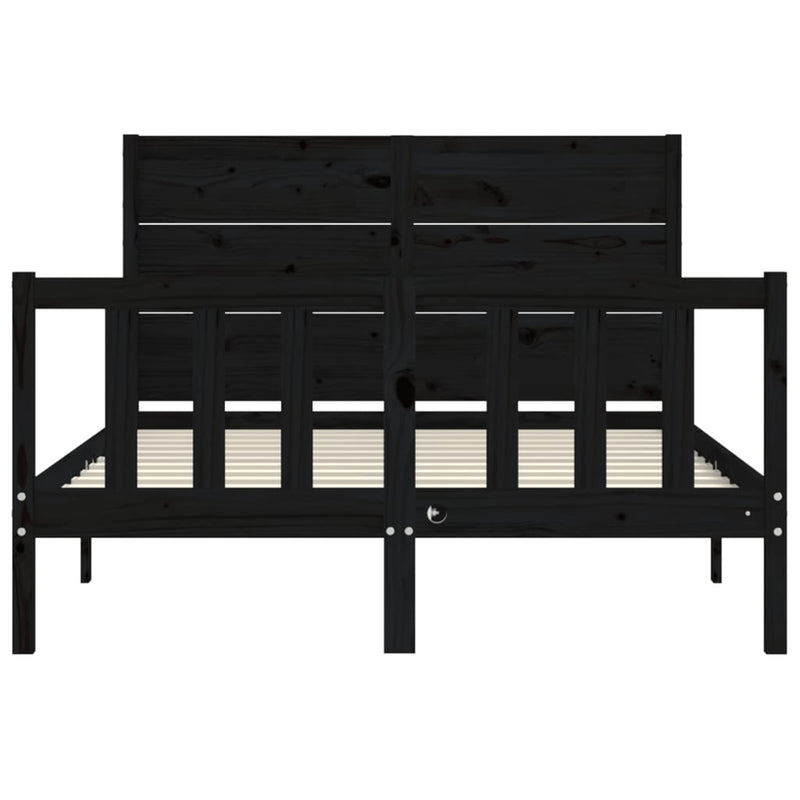 Bed Frame without Mattress Black 120x200 cm Solid Wood Pine