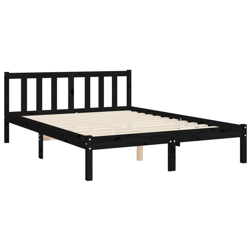 Bed Frame without Mattress Black 120x200 cm Solid Wood Pine