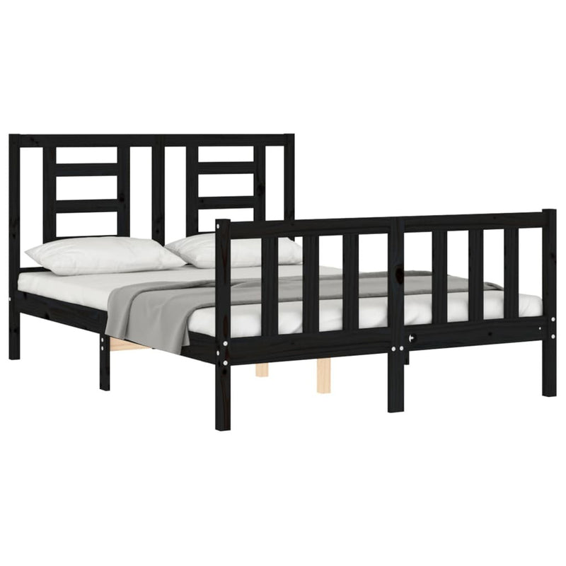 Bed Frame without Mattress Black 140x190 cm Solid Wood Pine