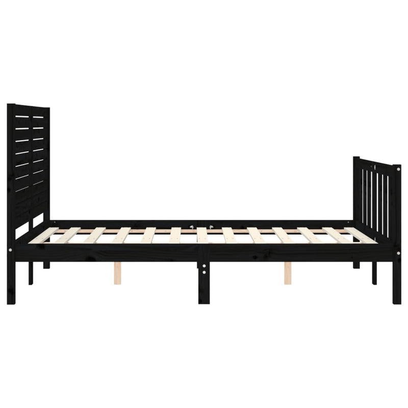 Bed Frame without Mattress Black 140x190 cm Solid Wood Pine