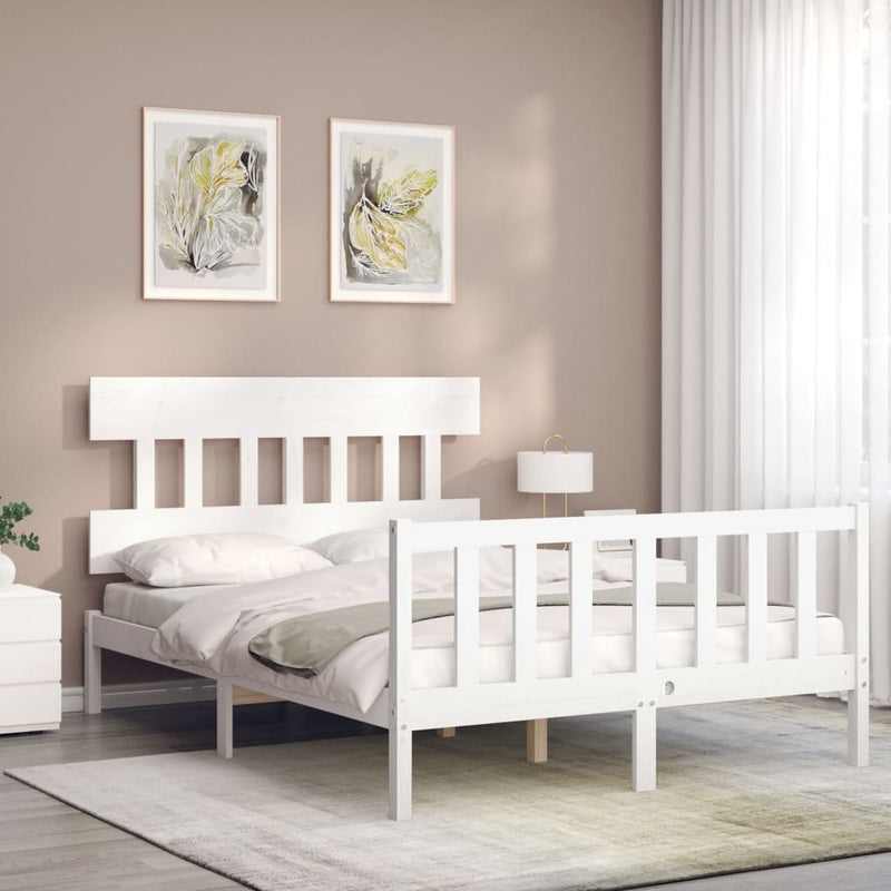 Bed Frame without Mattress White 140x190 cm Solid Wood Pine