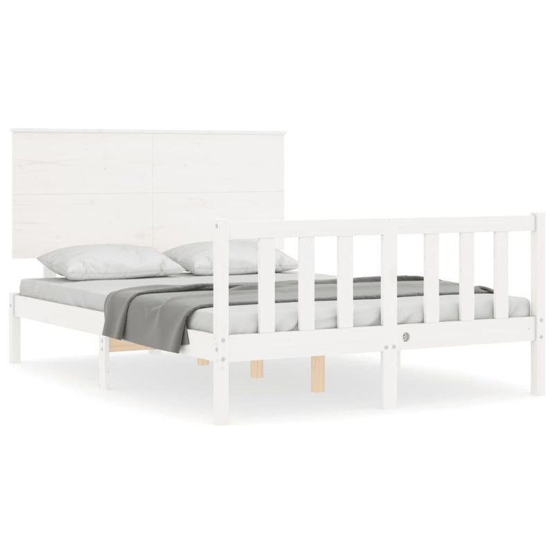 Bed Frame without Mattress White 140x190 cm Solid Wood Pine