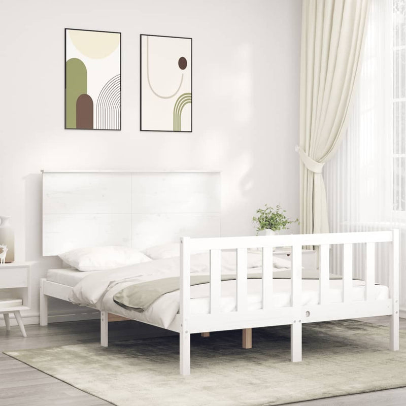 Bed Frame without Mattress White 140x190 cm Solid Wood Pine