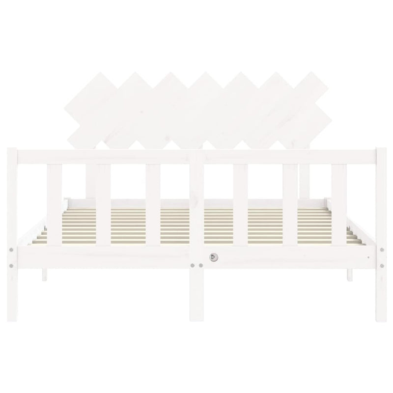 Bed Frame without Mattress White King Size Solid Wood Pine