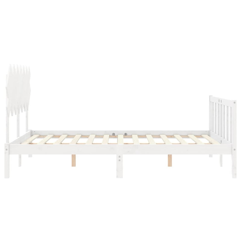 Bed Frame without Mattress White King Size Solid Wood Pine