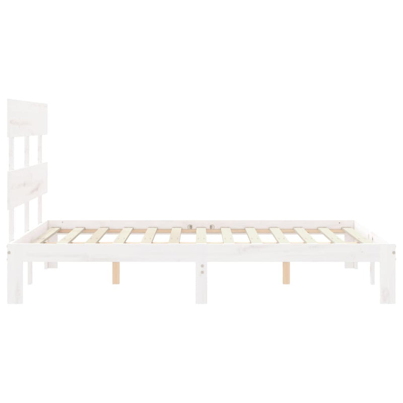 Bed Frame without Mattress White Small Double Solid Wood Pine