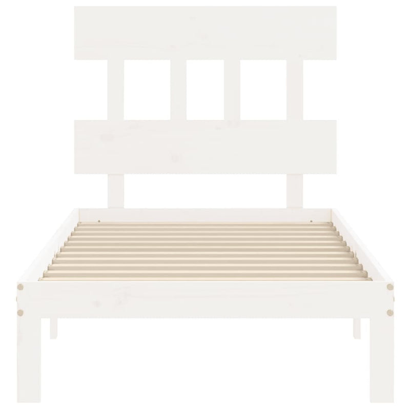 Bed Frame without Mattress White Single Solid Wood Pine