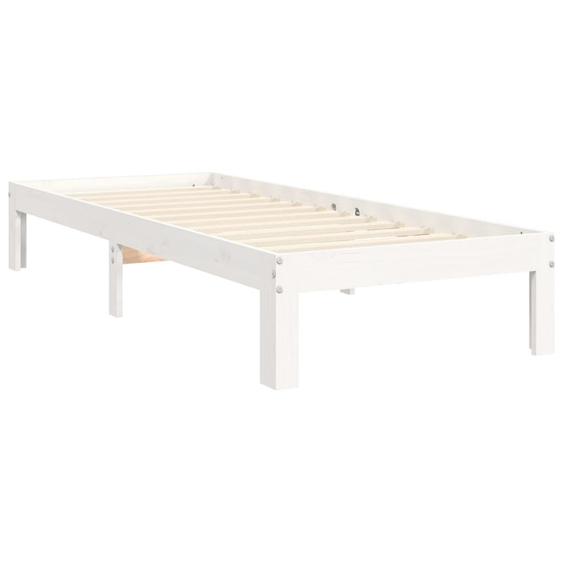 Bed Frame without Mattress White Single Solid Wood Pine