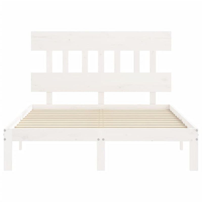 Bed Frame without Mattress White Double Solid Wood Pine