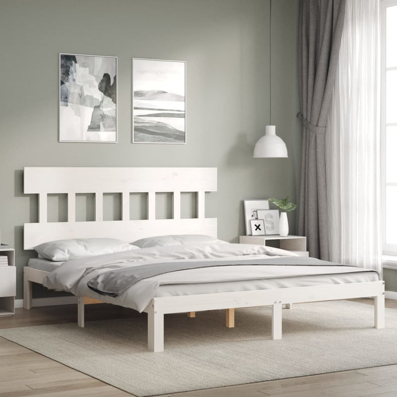 Bed Frame without Mattress White 160x200 cm Solid Wood Pine