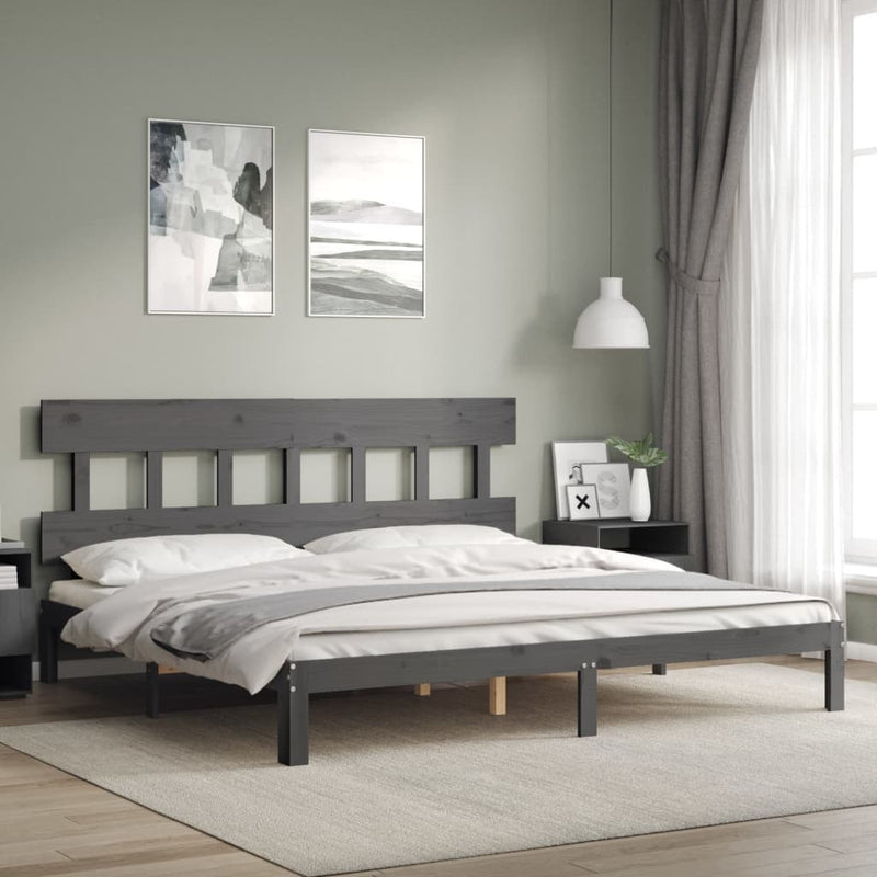 Bed Frame without Mattress Grey 200x200 cm Solid Wood Pine