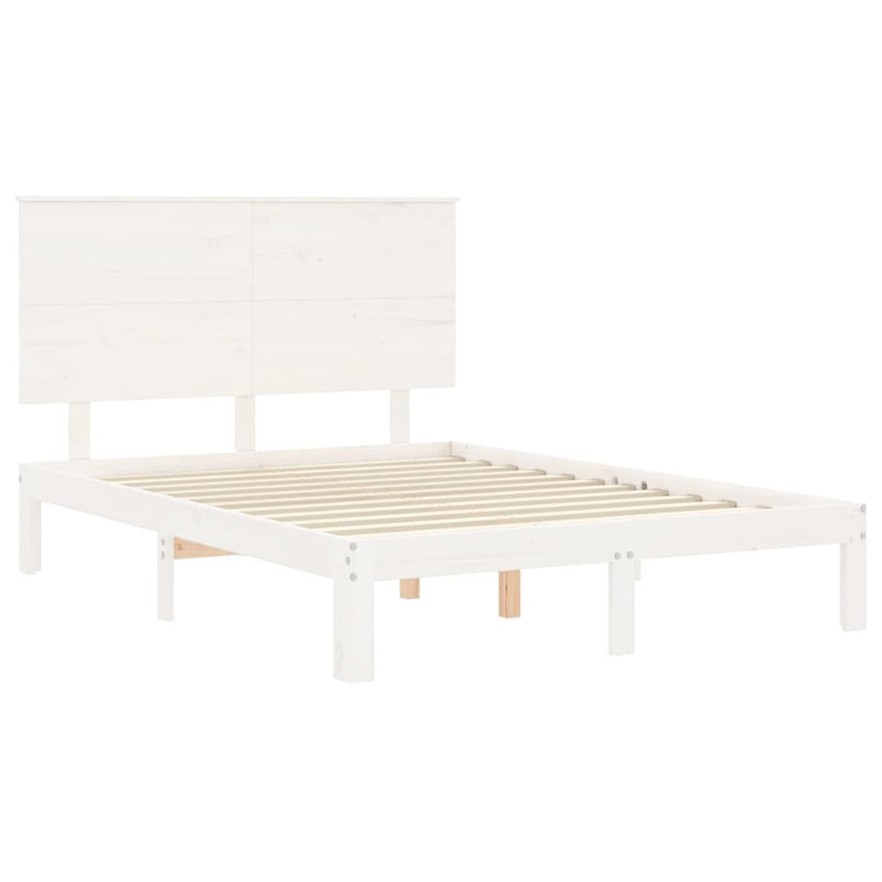 Bed Frame without Mattress White Small Double Solid Wood Pine