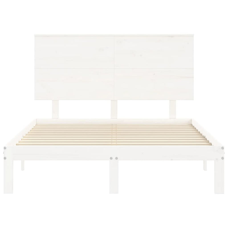 Bed Frame without Mattress White Small Double Solid Wood Pine