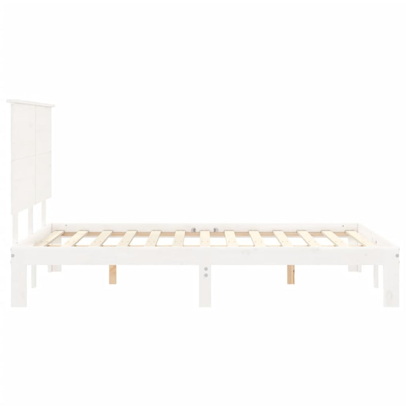 Bed Frame without Mattress White Small Double Solid Wood Pine