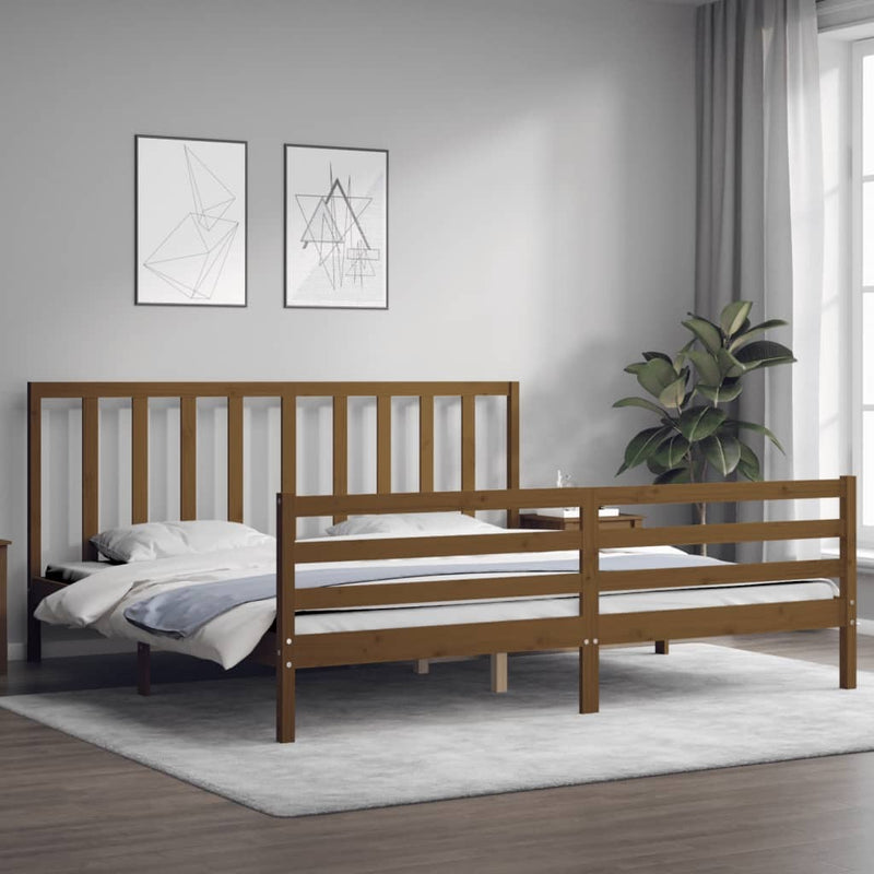 Bed Frame without Mattress Honey Brown 200x200 cm Solid Wood Pine