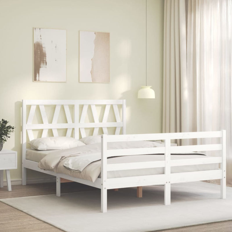 Bed Frame without Mattress White Small Double Solid Wood