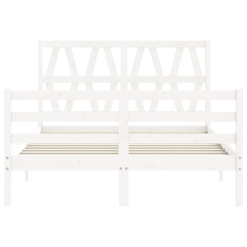 Bed Frame without Mattress White Small Double Solid Wood