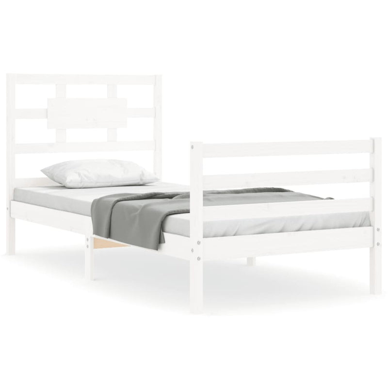 Bed Frame without Mattress White 100x200 cm Solid Wood