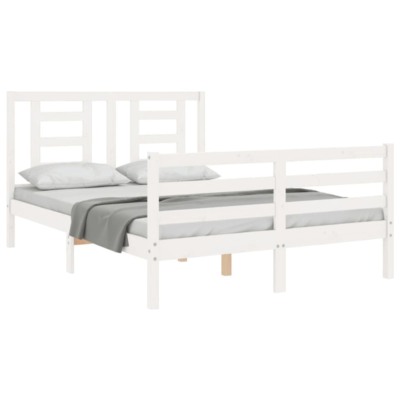 Bed Frame without Mattress White 140x190 cm Solid Wood