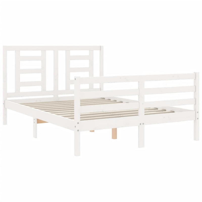 Bed Frame without Mattress White 140x190 cm Solid Wood