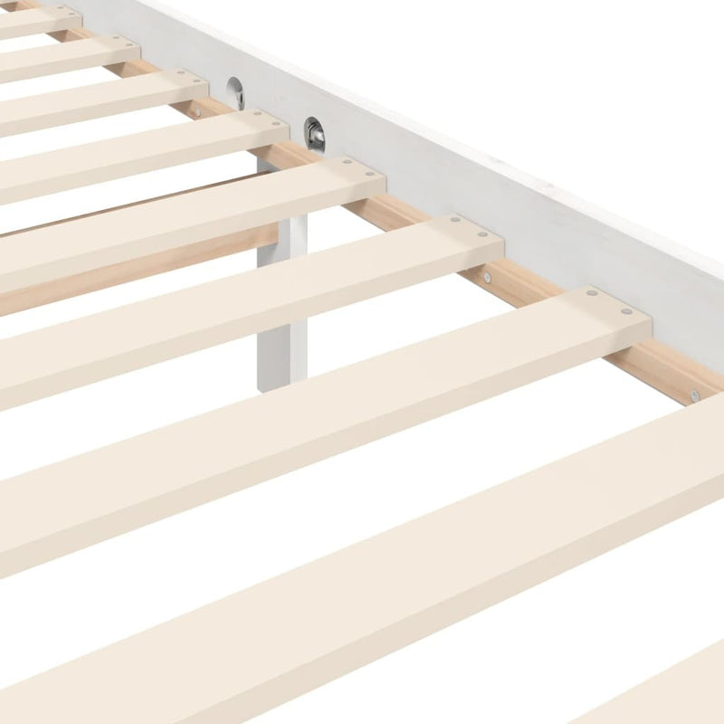 Bed Frame without Mattress White Double Solid Wood