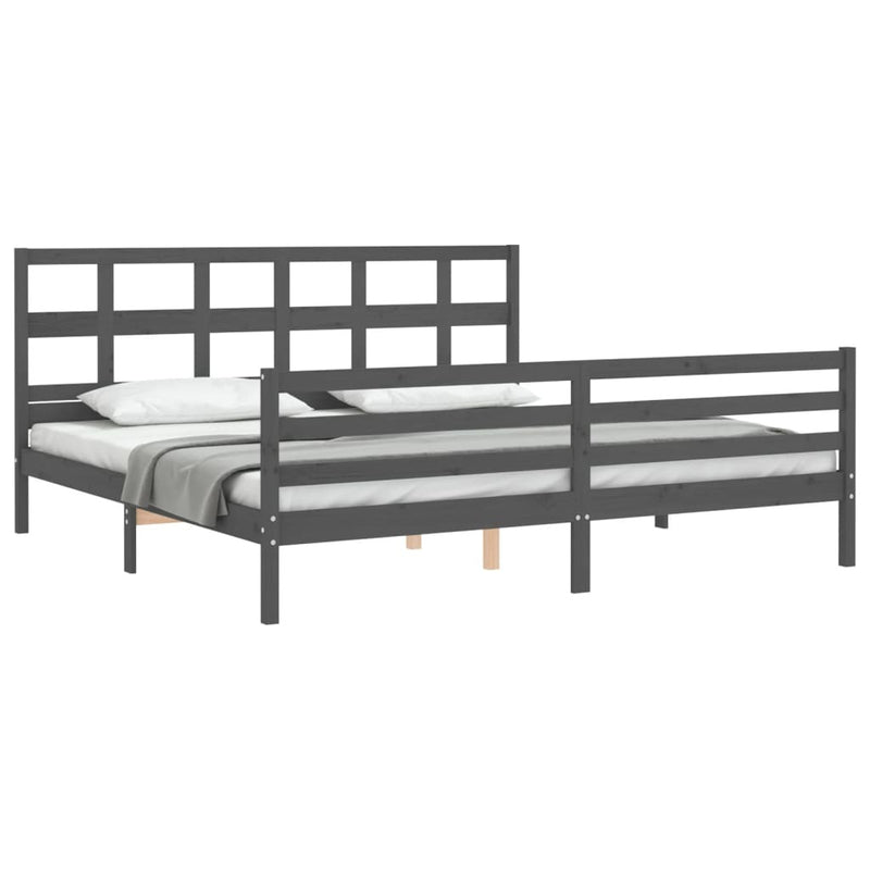 Bed Frame without Mattress Grey 200x200 cm Solid Wood