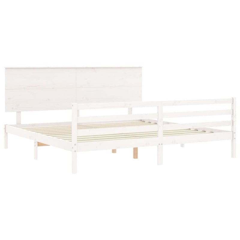 Bed Frame without Mattress White Super King Size Solid Wood