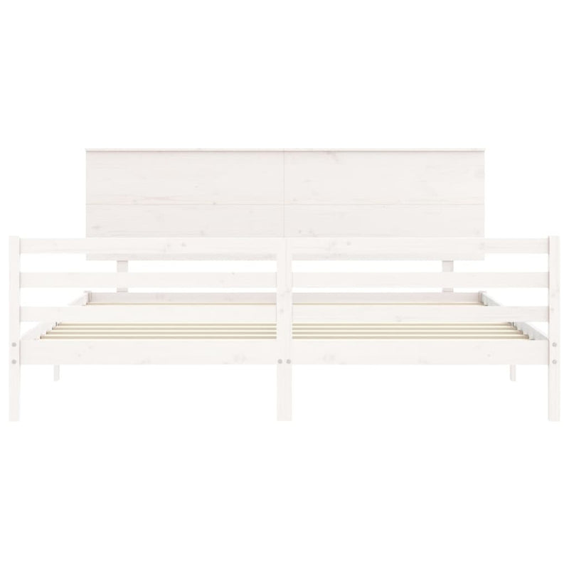 Bed Frame without Mattress White Super King Size Solid Wood