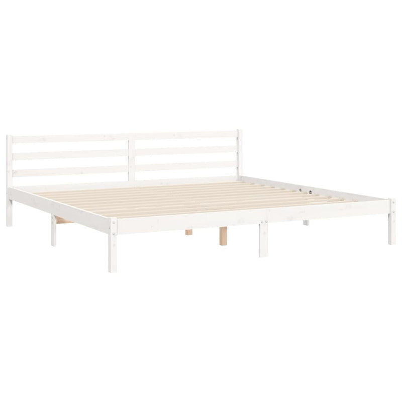 Bed Frame without Mattress White Super King Size Solid Wood