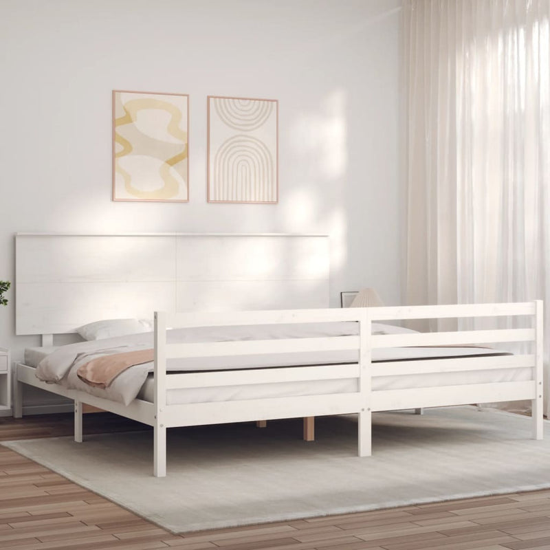 Bed Frame without Mattress White 200x200 cm Solid Wood