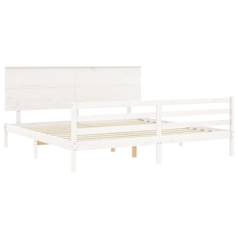 Bed Frame without Mattress White 200x200 cm Solid Wood