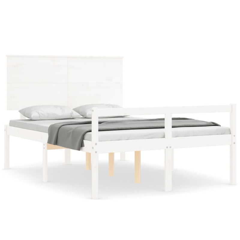 Senior Bed without Mattress White 140x200 cm Solid Wood