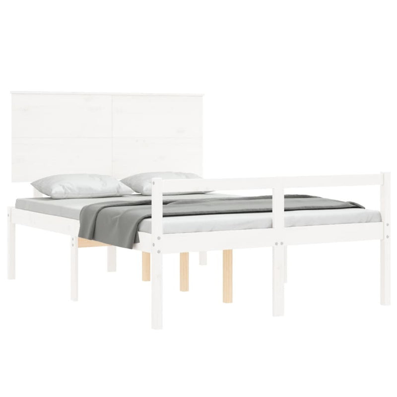 Senior Bed without Mattress White 140x200 cm Solid Wood