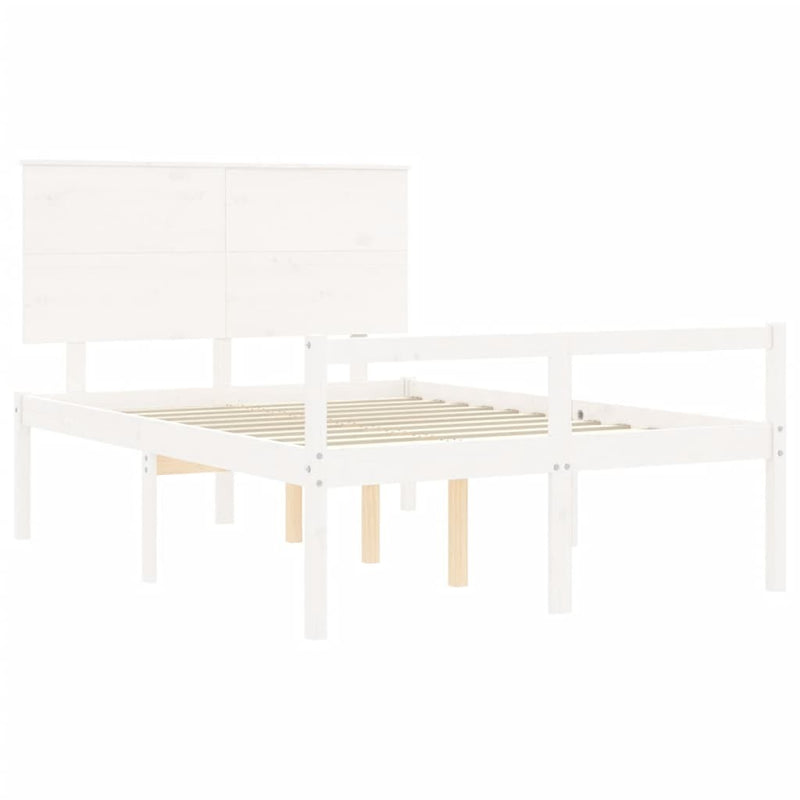 Senior Bed without Mattress White 140x200 cm Solid Wood