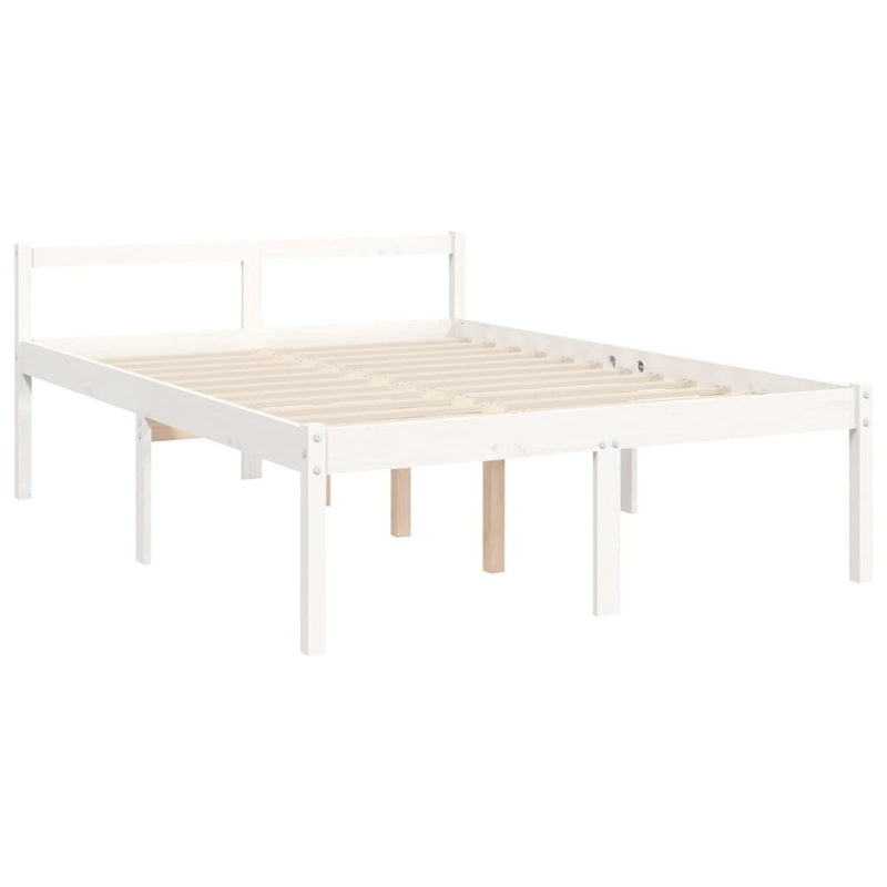 Senior Bed without Mattress White 140x200 cm Solid Wood