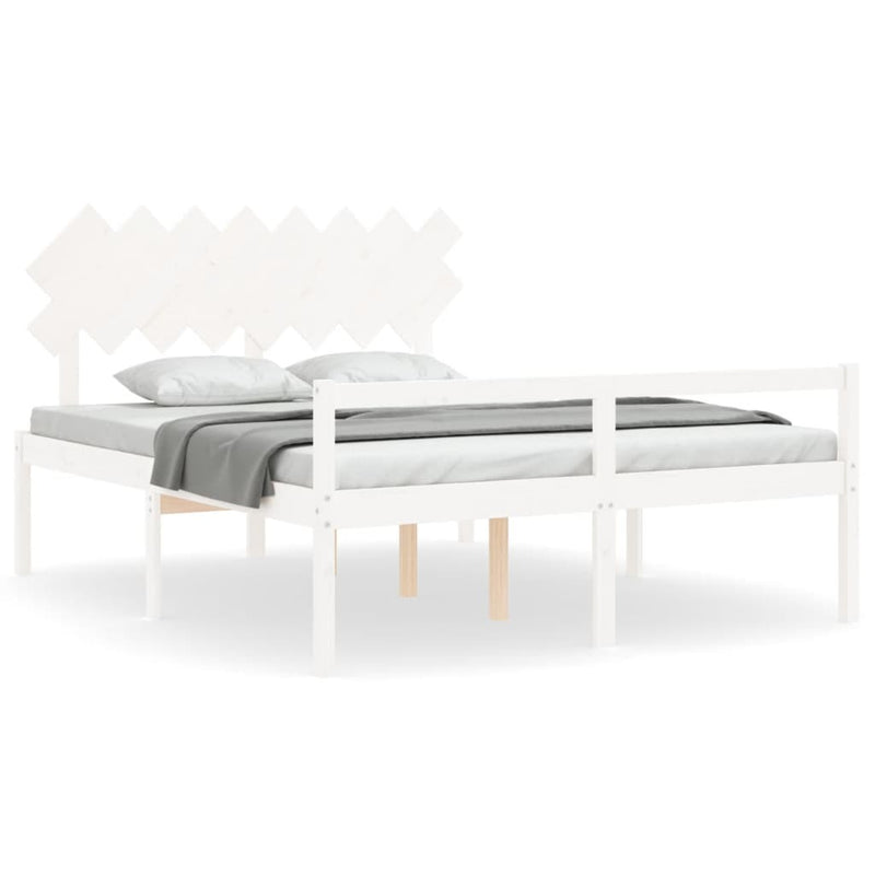 Senior Bed without Mattress White 160x200 cm Solid Wood