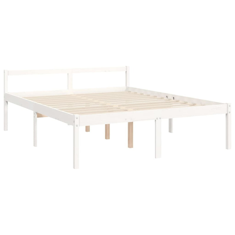 Senior Bed without Mattress White 160x200 cm Solid Wood